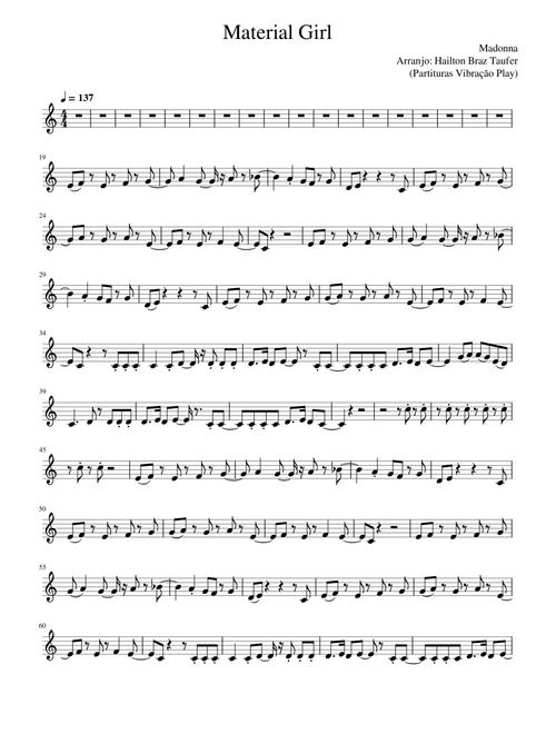 Material Girl Madonna (Partitura Vibração Play)