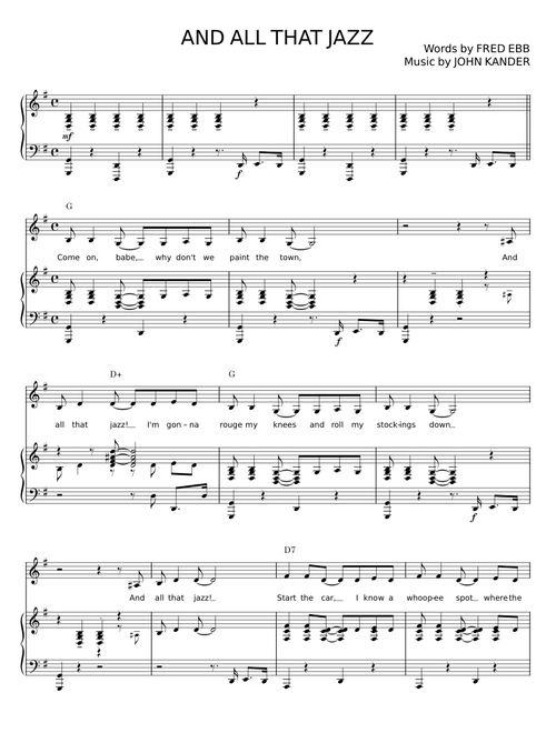 And All That Jazz - John Kander and Fred Ebb
