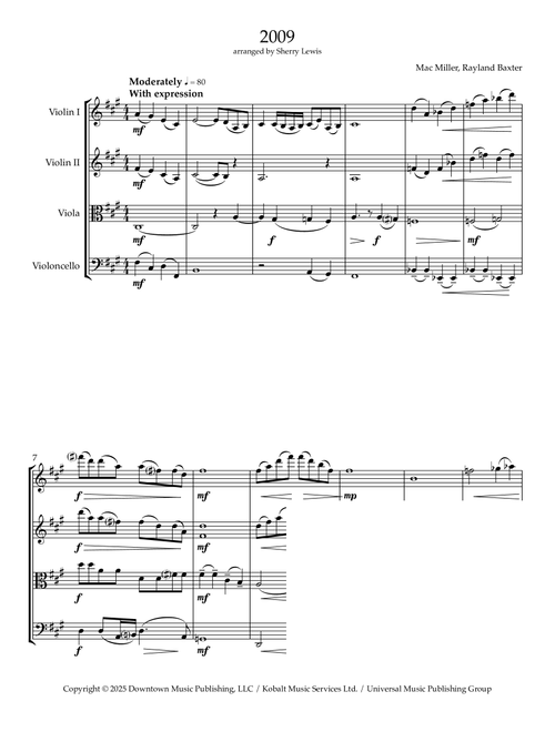 2009 (Arr. Sherry Lewis) - Mac Miller (String Quartet)