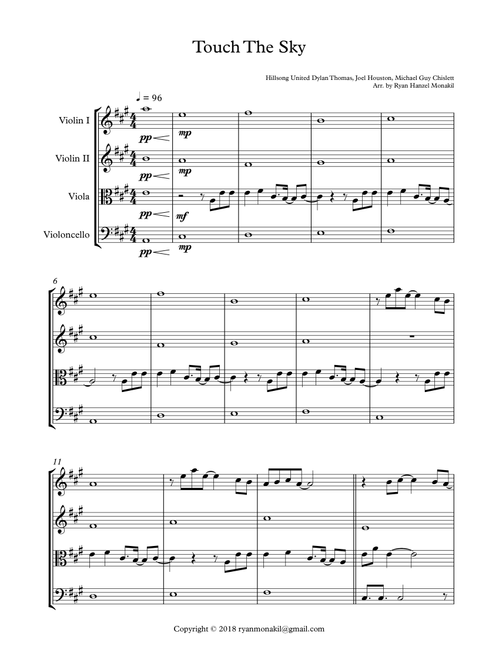 Touch The Sky (Arr. Ryan Hanzel Monakil) - Hillsong United (String Quartet)