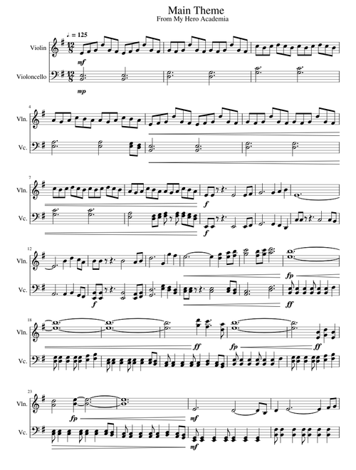 Boku No Hero Academia Main Theme - Violin and Cello