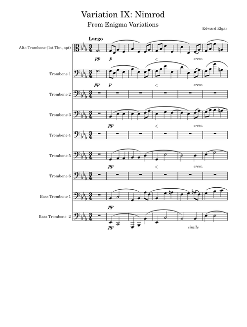 Variation IX. Nimrod from "Enigma Variations," for Trombone Choir