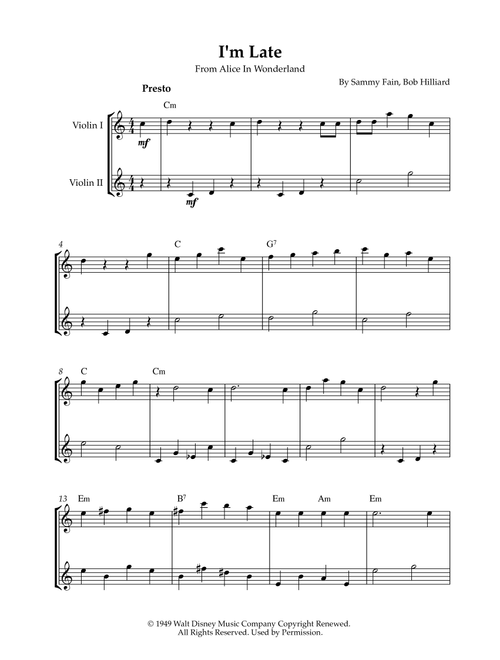 I'm Late (Arr. Karen Gueiros) - Bob Hilliard, Sammy Fain (Violin Duet)