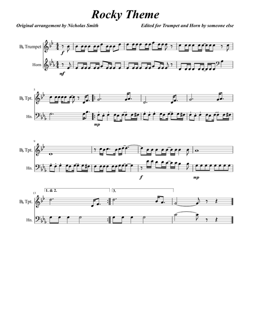 Rocky Theme for Trumpet and Horn