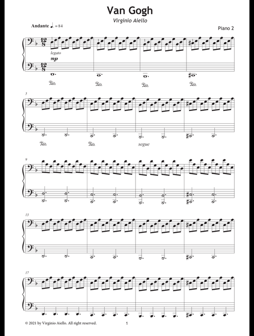 Van Gogh (Piano 4-Hands) (Arr. Virginio Aiello) (Piano Duet)
