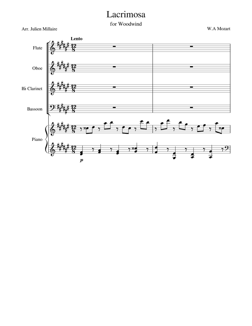 Lacrimosa Requiem – Wolfgang Amadeus Mozart Sheet music for Piano ...