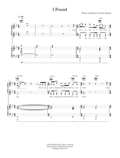 I found - Amber Run (Piano-Voice-Guitar)