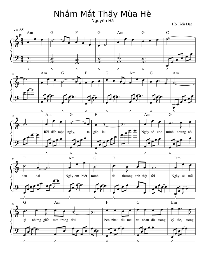 Nh m m t th y m a h sheet music for piano solo easy musescore