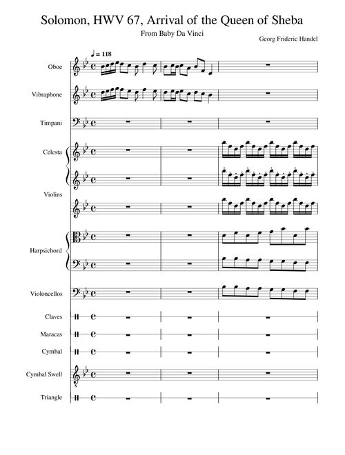 The Arrival of the Queen of Sheba – Georg Friedrich Händel Solomon, HWV 67, Arrival of the Queen of Sheba - Baby Da Vinci
