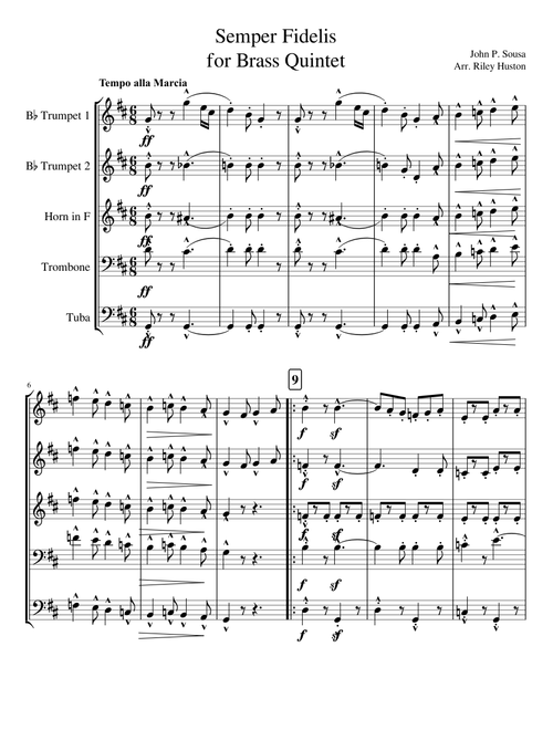 Semper Fidelis for Brass Quintet