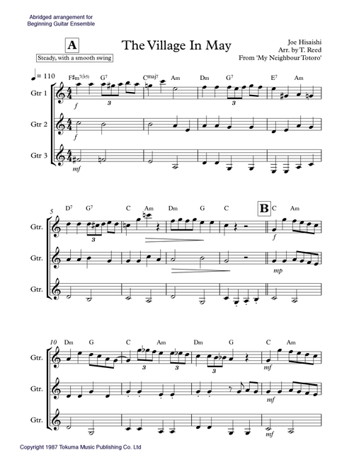 The Village In May (Arr. Tom Reed) - Studio Ghibli (Guitar Ensemble)