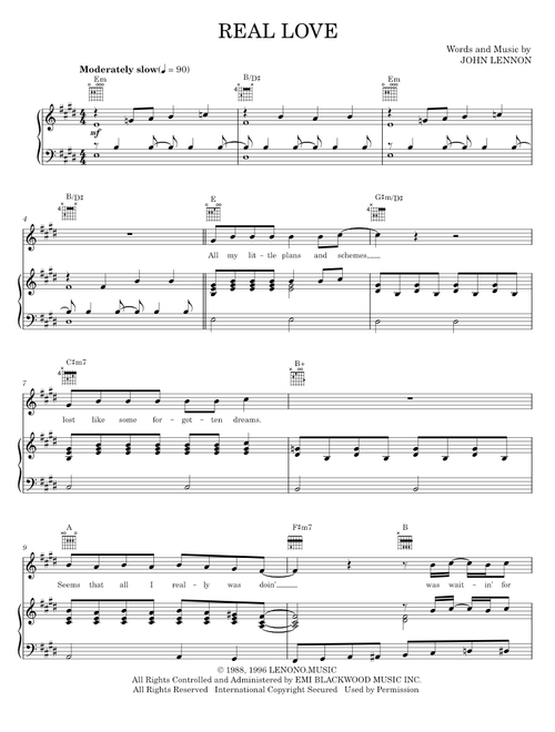Real love - The Beatles (Piano-Vocal-Guitar)