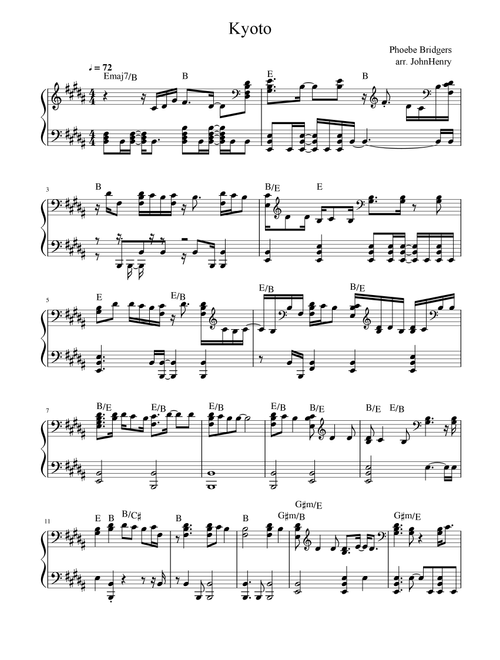 Kyoto (Arr. JohnHenry) - Phoebe Bridgers (Easy Piano)
