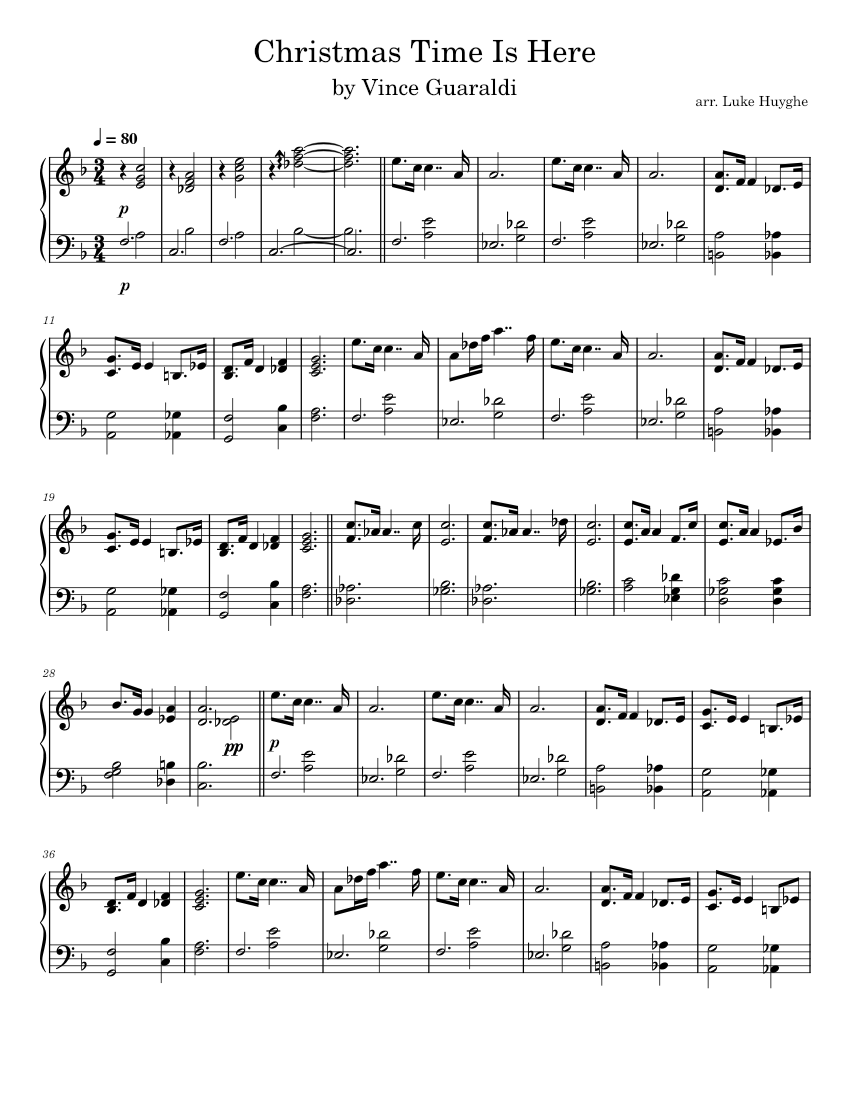 Christmas Time Is Here - Vince Guaraldi Sheet Music for Piano (Solo ...