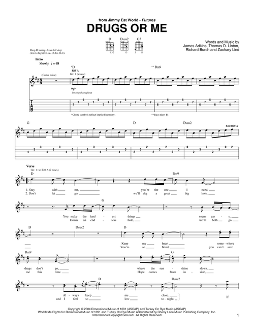 Drugs Or Me - Jimmy Eat World (Guitar Tab)
