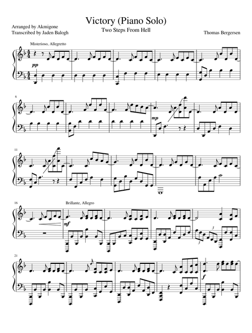 Victory (Piano Solo) - Two Steps From Hell