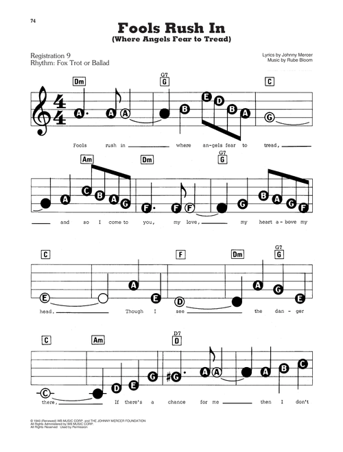 Fools Rush In (Where Angels Fear To Tread) - Frank Sinatra (E-Z Play Today)