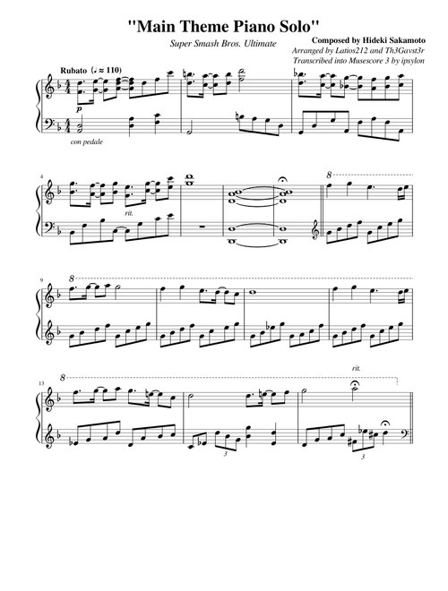 Super Smash Bros. Ultimate - Main Theme Piano Solo