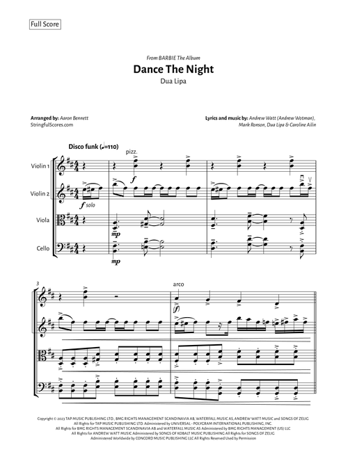 Dance The Night (Arr. Aaron Bennett) - Dua Lipa (String Quartet)
