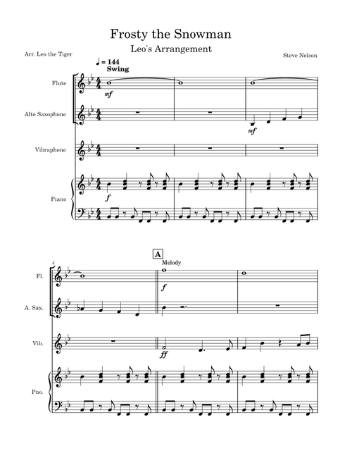 Arrangement: Frosty the Snowman - Steve Nelson/Walter "Jack" Rollins