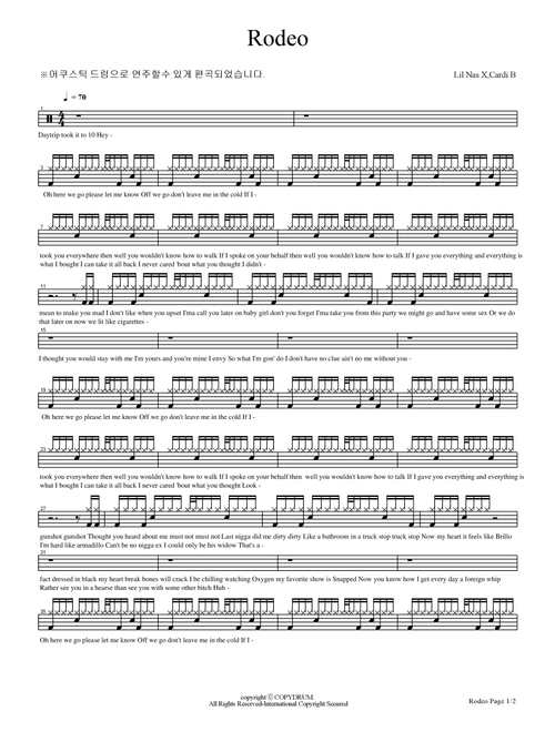 Rodeo Feat. Cardi B (Arr. COPYDRUM) - Lil Nas X (Drums)