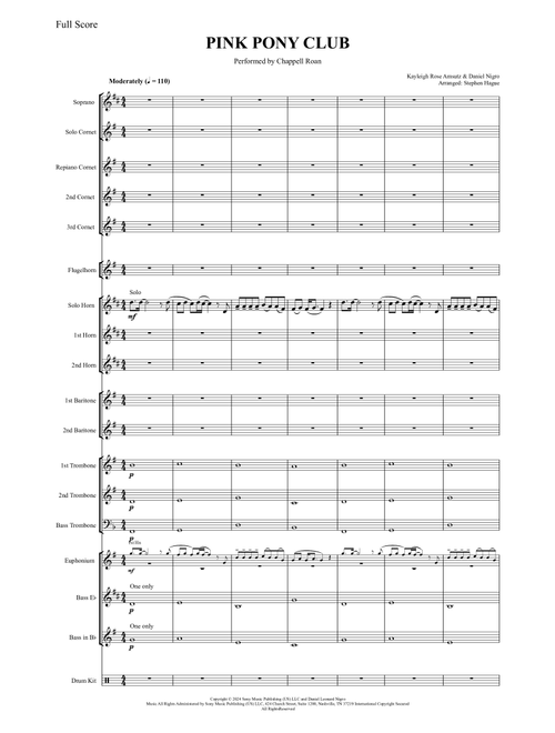 Pink Pony Club (Arr. Stephen Hague) - Chappell Roan (Brass Band)