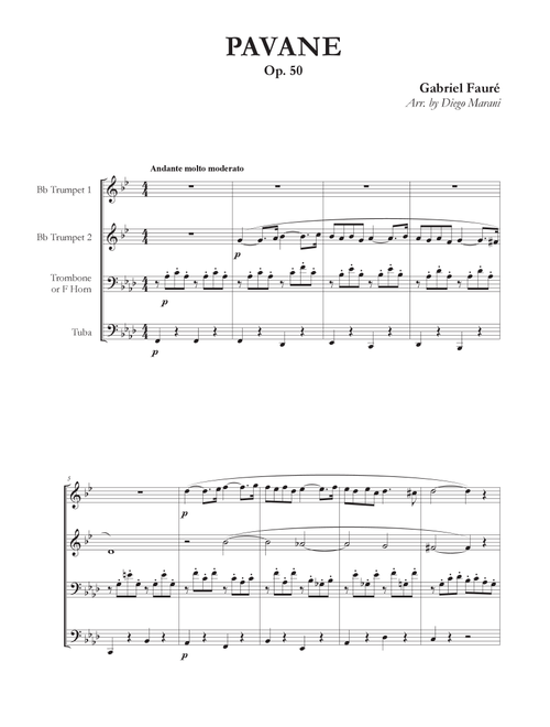 Pavane for Brass Quartet (Arr. Diego Marani) - Gabriel Fauré (Brass Ensemble)