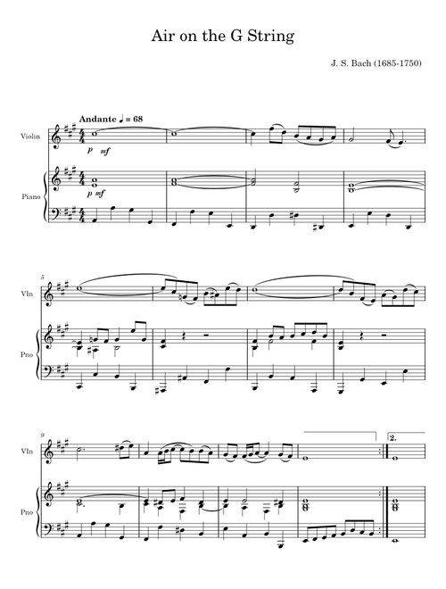 AIR (On the G String) - For Concert Band - J S Bach, G F Handel, W A Mozart