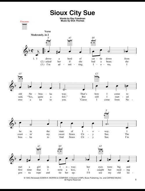 Sioux City Sue - Ray Freedman, Dick Thomas (Ukulele)