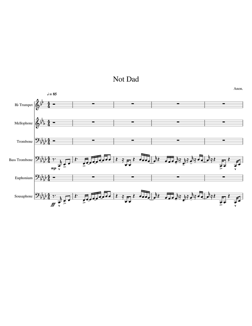 Not Dad Sheet music for Trombone, Euphonium, Mellophone, Trombone bass