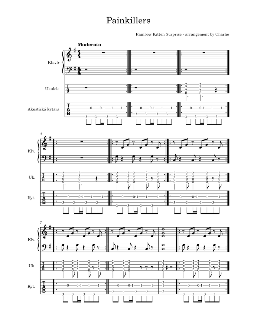 Painkillers Rainbow Kitten Surprise Sheet music for Piano, Guitar
