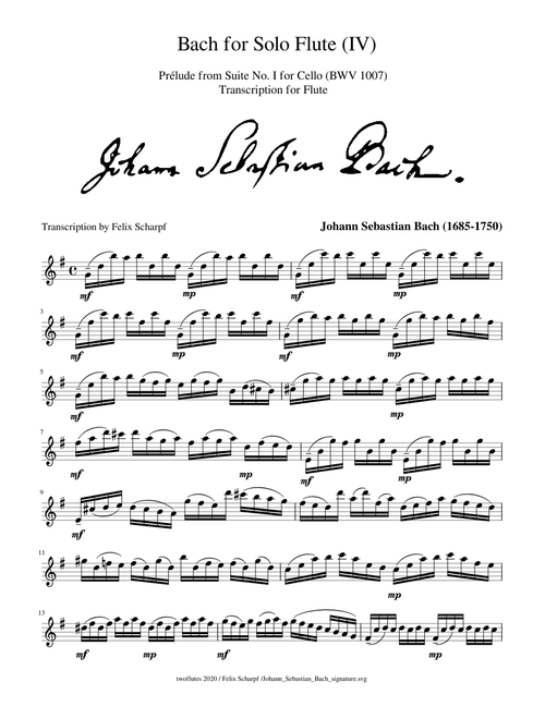 Bach for Solo Flute (IV) - Prélude from Suite I BWV 1007
