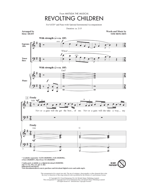 Revolting Children (from Matilda: The Musical) (arr. Mac Huff) - Tim Minchin (Choral, SATB)