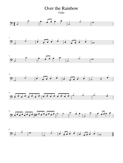 Over the Rainbow Cello