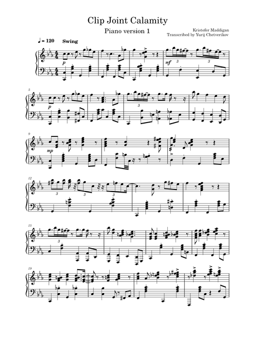 Clip Joint Calamity – Kris Maddigan Clip Joint Calamity Piano Version 1