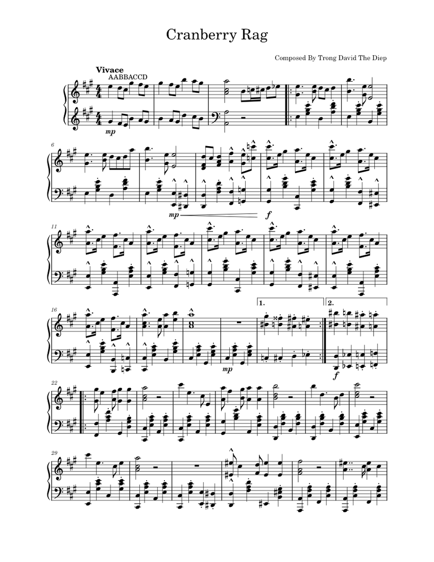 Cranberry Rag ( 09 ) Sheet music for Piano (Solo)