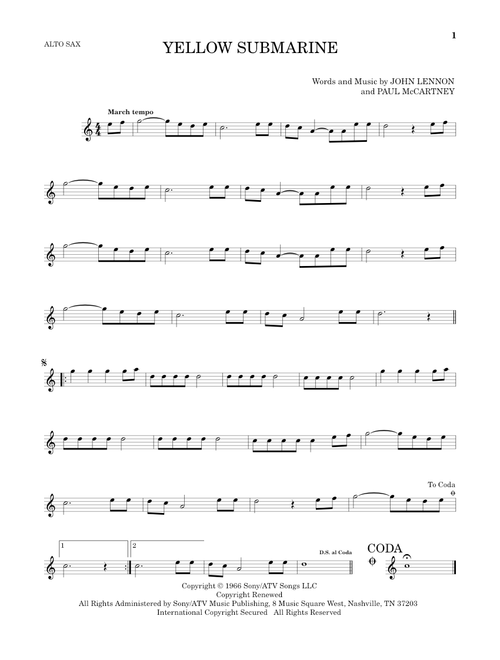 Yellow Submarine - The Beatles (Alto Sax Solo)