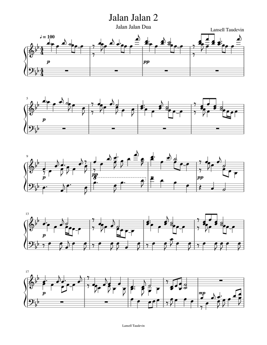 Jalan Notes Jalan Jalan 2 Sheet music for Piano (Solo) | Musescore.com