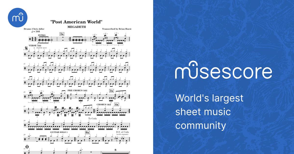 Post American World – Megadeth (Drum Set) Sheet Music for Drum