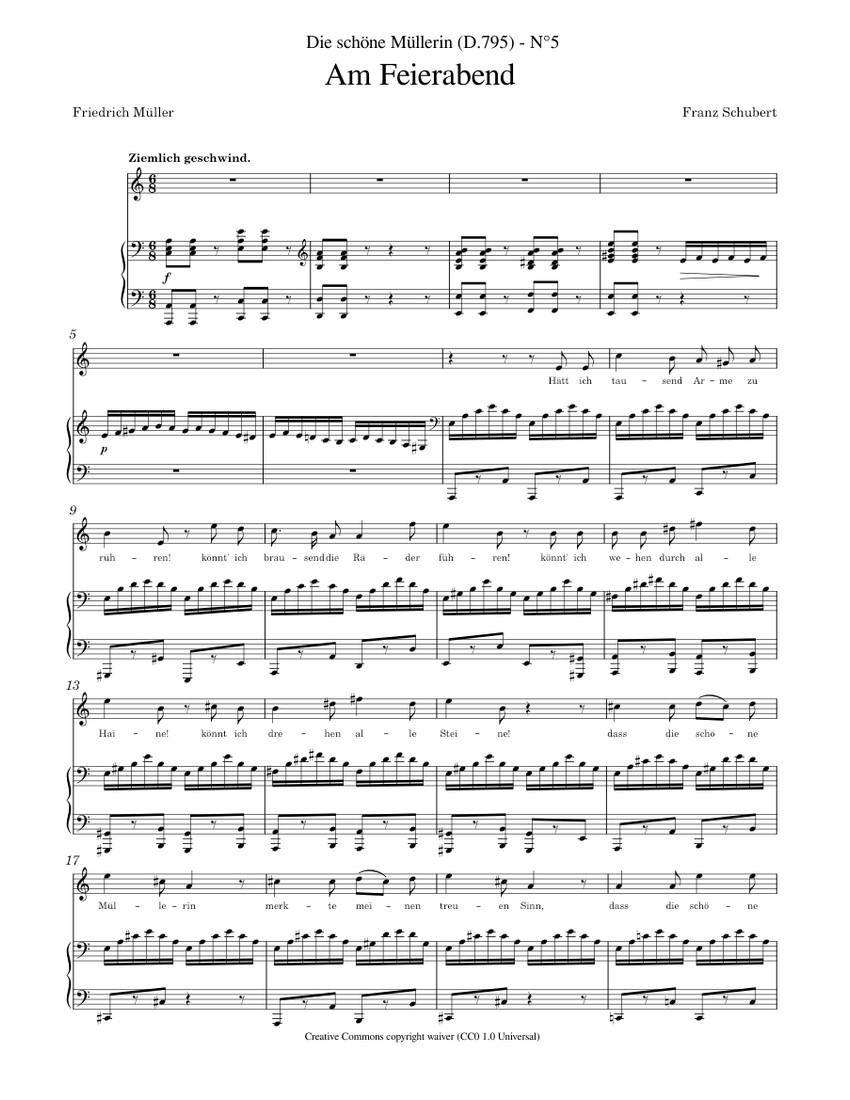 Schubert, Franz Die schöne Müllerin (D.795), No.5 Am Feierabend
