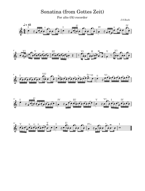 Gottes Zeit (BWV106), sonatina, for recorder – Johann Sebastian Bach