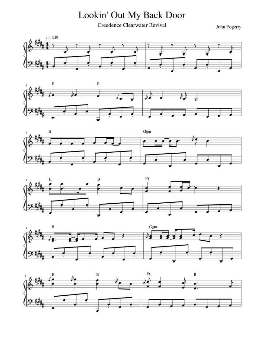 Creedence Clearwater Revival - Lookin' Out My Back Door Sheet