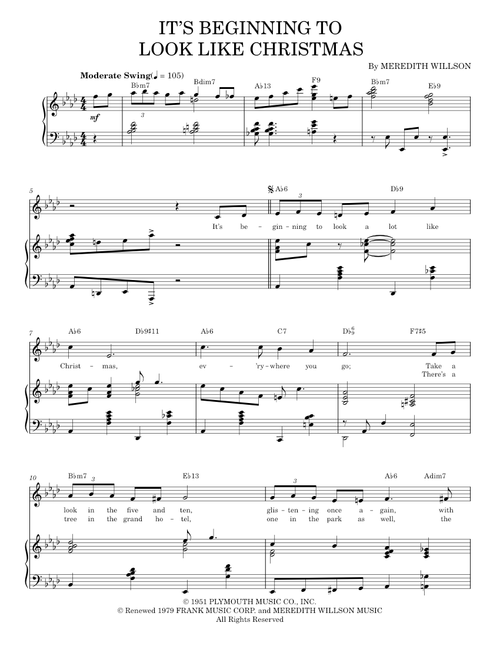 It's Beginning To Look A Lot Like Christmas - Meredith Willson (Piano Vocal)
