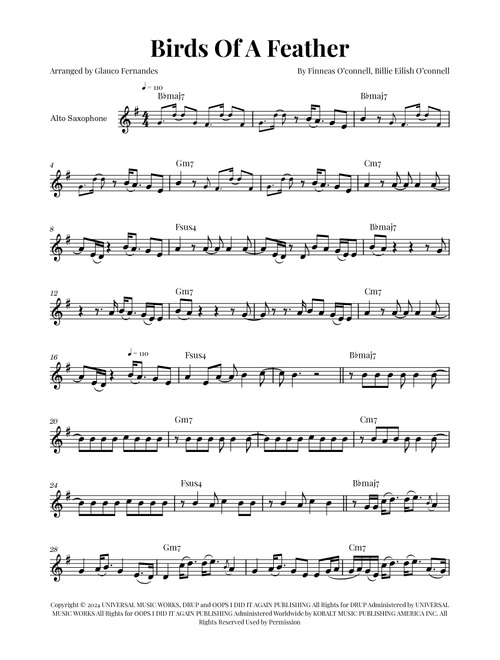 Birds Of A Feather (Arr. Glauco Fernandes) - Billie Eilish (Alto Sax Solo)