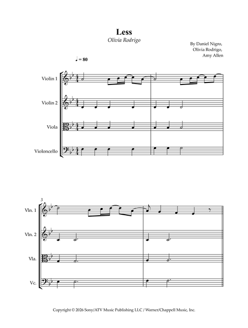 Less (Arr. Wesley S. SIlva) - Olivia Rodrigo (String Quartet)