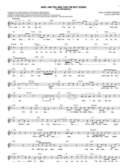 And I Am Telling You I'm Not Going - Jennifer Holliday, Dreamgirls (Musical), Jennifer Hudson (Lead Sheet - Fake Book)