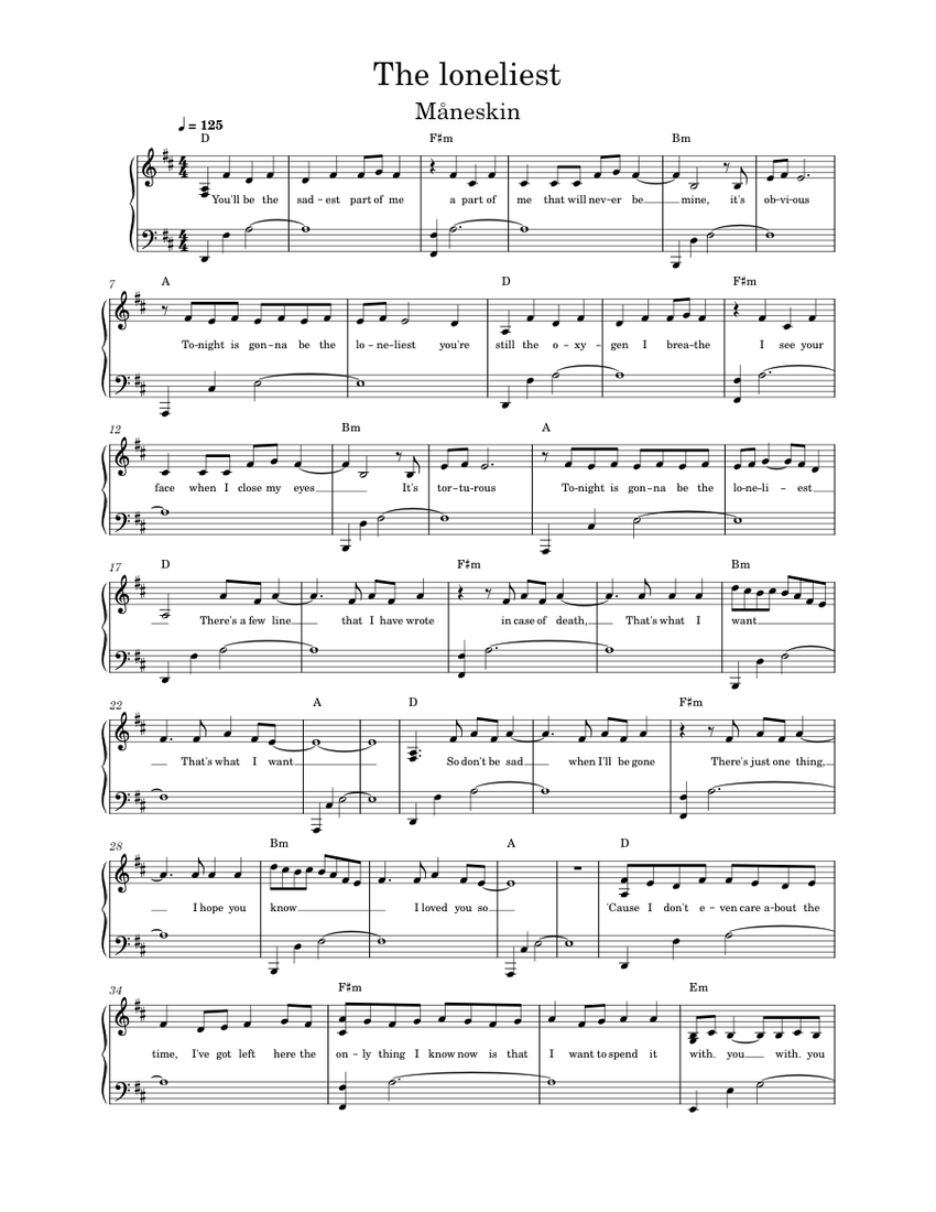 The loneliest Sheet music for Piano (Solo) | Musescore.com