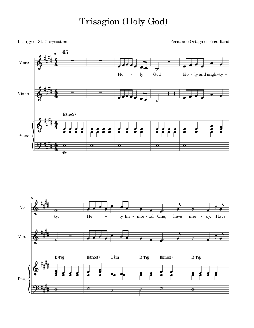 Trisagion Fernando Ortega Trisagion Holy God Sheet music for Piano