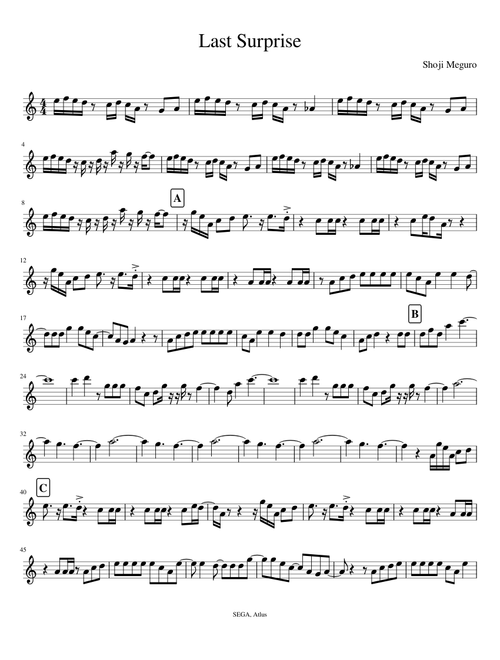 Last Surprise from Persona 5 (treble, C)