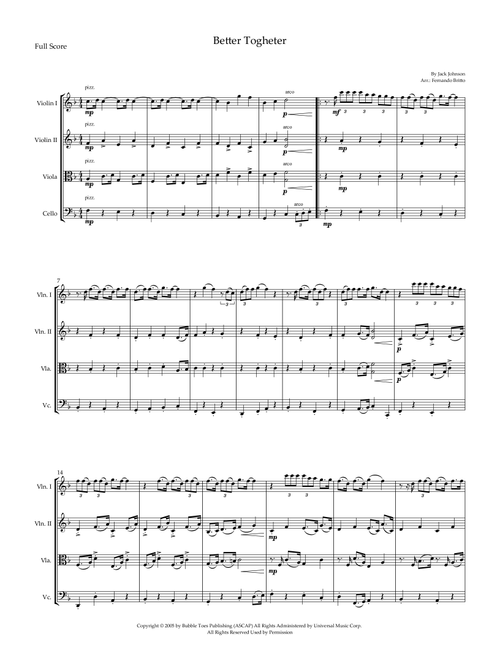 Better Together (Arr. Fernando Britto) - Jack Johnson (String Quartet)